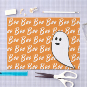 Ghost Halloween black white orange boo Tissue Paper
