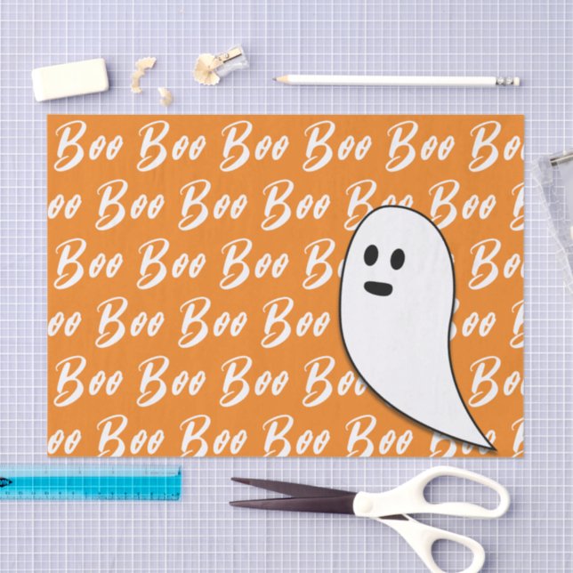 Ghost Halloween black white orange boo Tissue Paper (Craft)