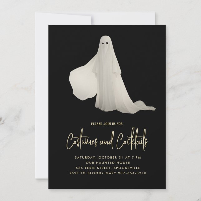 Ghost Halloween Cocktails Party Invitation (Front)