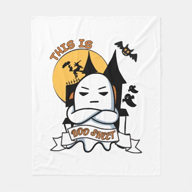 Ghost Halloween Costume Funny Boo Fleece Blanket (Front)