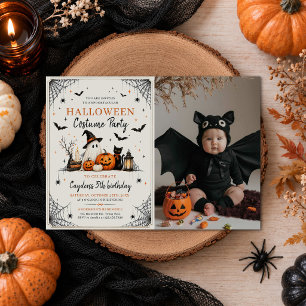Ghost Halloween Costume Kids Birthday Party Photo Invitation