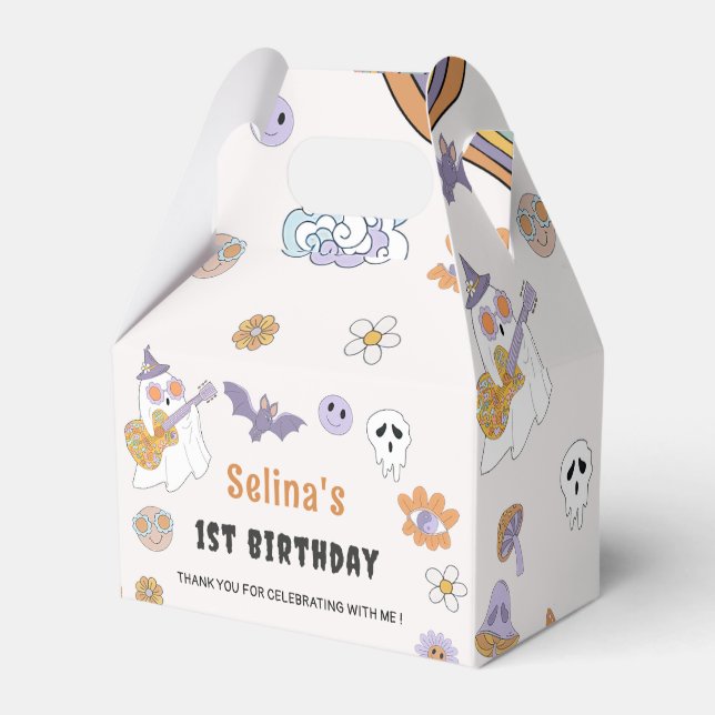 Ghost Halloween Groovy Birthday Favour Box (Front Side)
