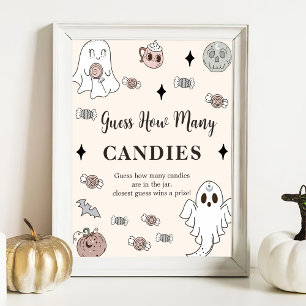 Ghost Halloween Guess How Many Candies Game Poster
