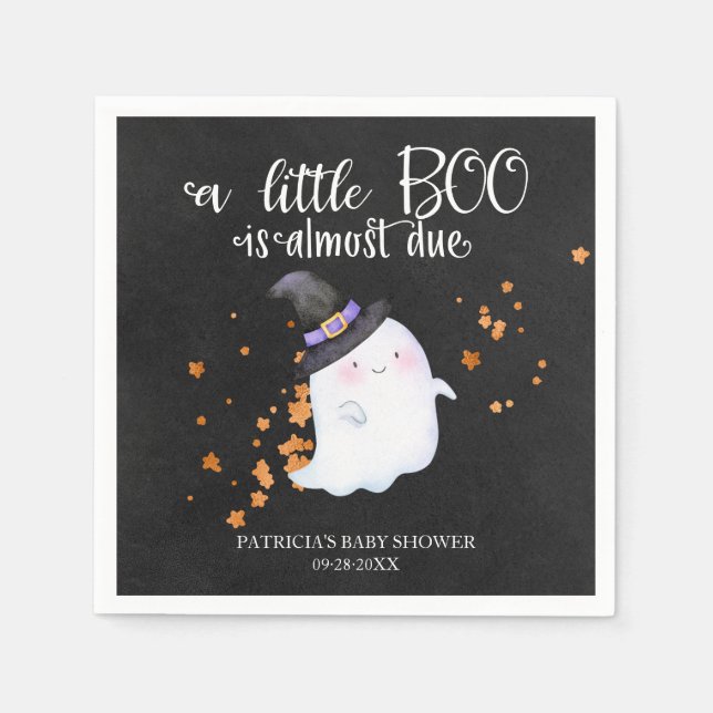 Ghost Halloween Little Boo Girl Baby Shower Napkin (Front)