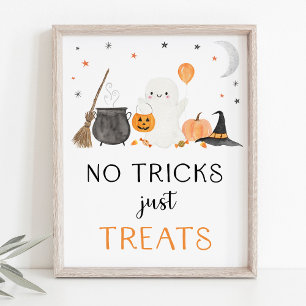 Ghost Halloween No Tricks Just Treats Sign
