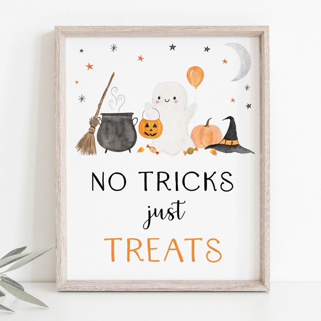 Ghost Halloween No Tricks Just Treats Sign (Creator Uploaded)