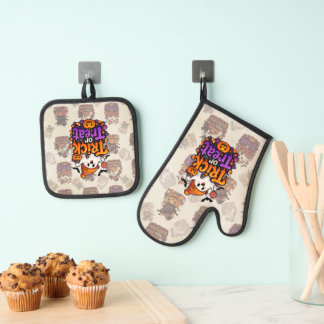 Ghost Halloween Oven Mitt & Pot Holder Set