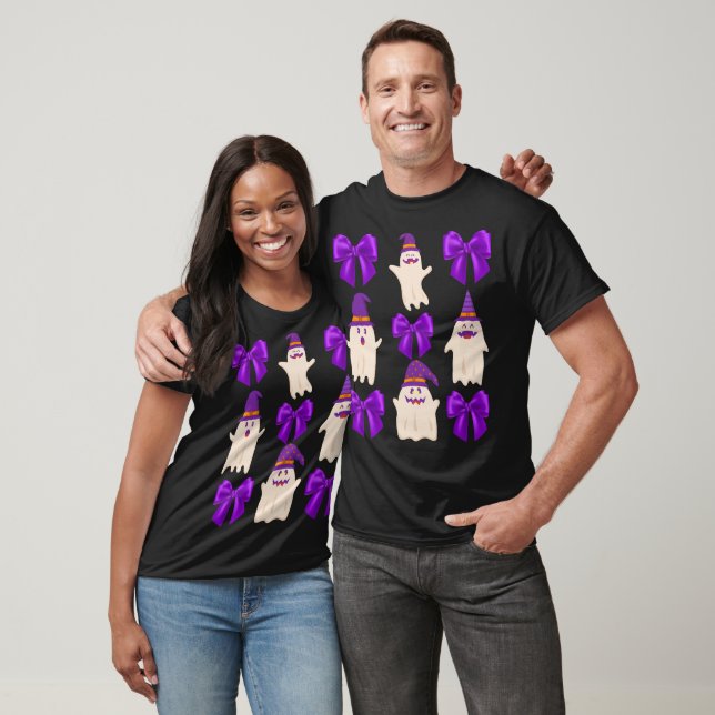 Ghost Halloween Purple croquette bow fall fun  T-Shirt (Unisex)