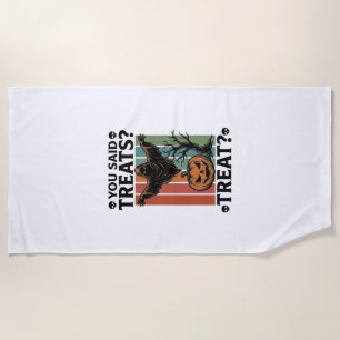 Ghost Halloween Shirt with Spooky Treat Pun and Pu Beach Towel
