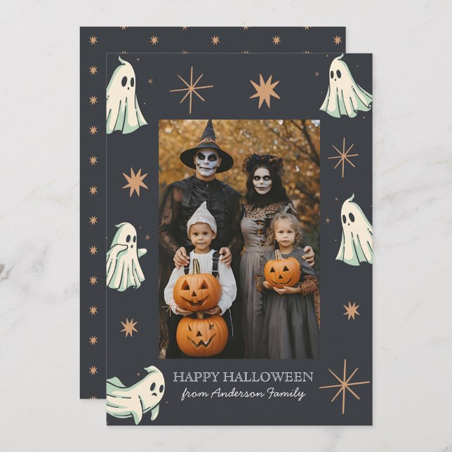 Ghost Halloween Spooktacular Family Photo  Holiday Card (Creator Uploaded)