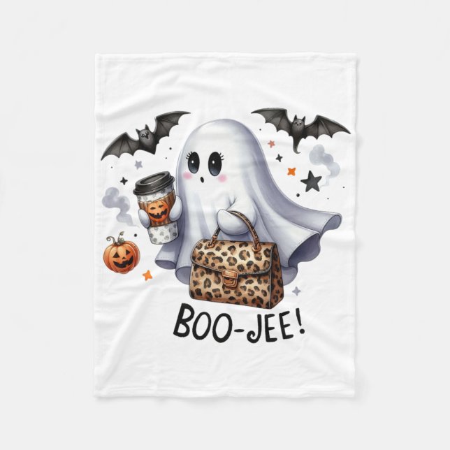 Ghost Halloween Spooky Boo Autumn Halloween Ghost  Fleece Blanket (Front)