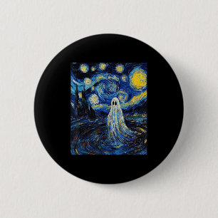 Ghost Halloween - Van Gogh Style - Starry Night  6 Cm Round Badge
