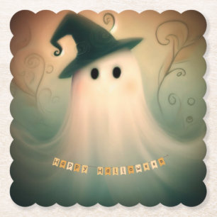 Ghost/Halloween/whimsical/fall Paper Coaster