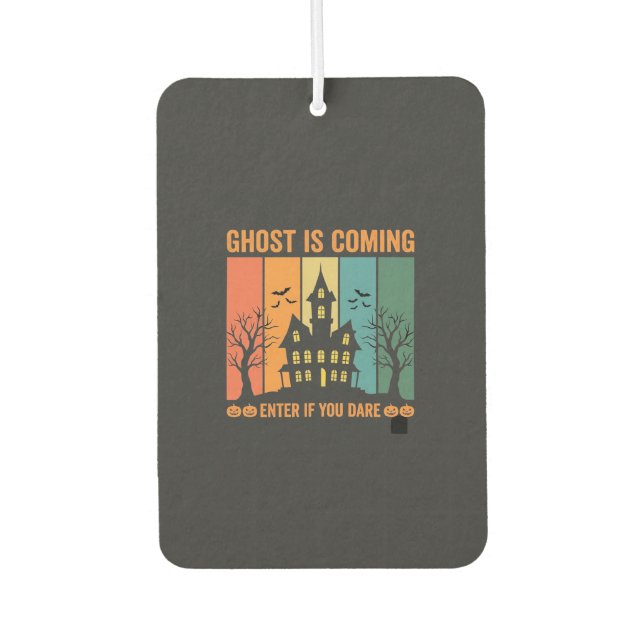 Ghost Haunted House Halloween Vector Design Car Air Freshener (Front)