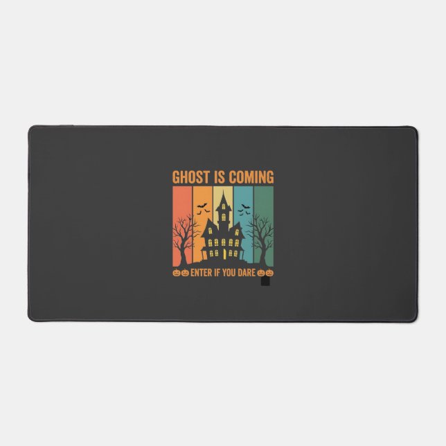 Ghost Haunted House Halloween Vector Design Desk Mat (Front)