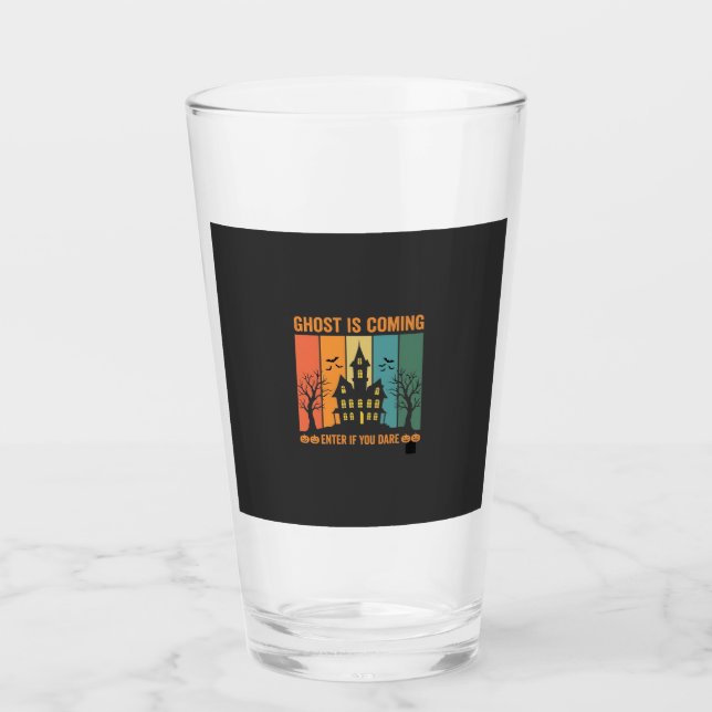 Ghost Haunted House Halloween Vector Design Glass (Front)