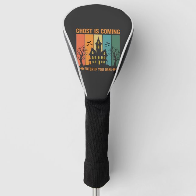 Ghost Haunted House Halloween Vector Design Golf Head Cover (Front)