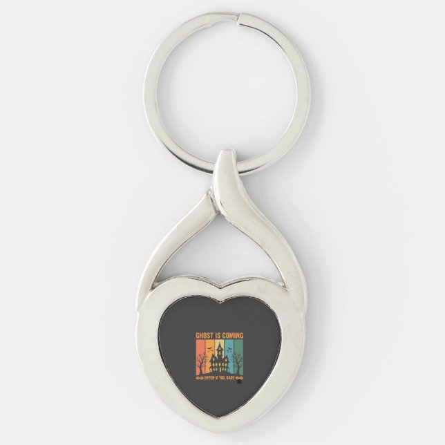 Ghost Haunted House Halloween Vector Design Key Ring (Front)