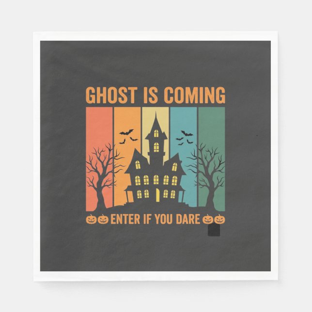 Ghost Haunted House Halloween Vector Design Napkin (Front)