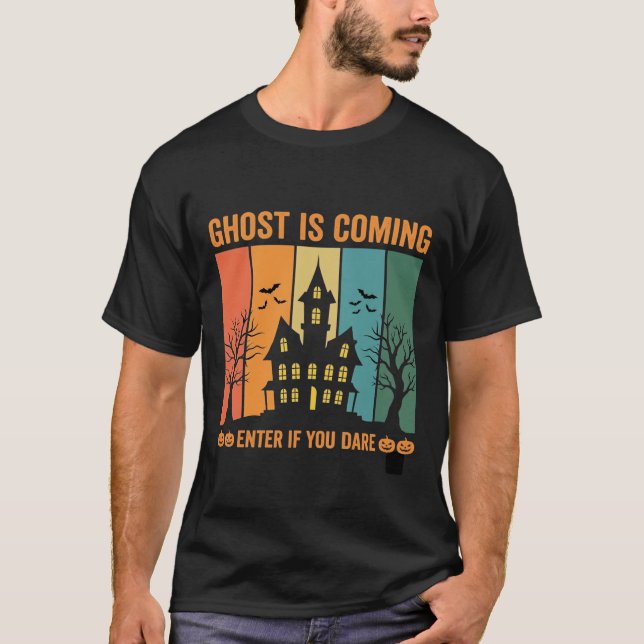 Ghost Haunted House Halloween Vector Design T-Shirt (Front)