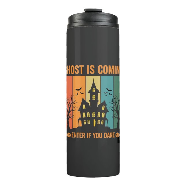 Ghost Haunted House Halloween Vector Design Thermal Tumbler (Front)