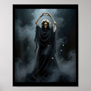 Ghost heart hands mothers day floral skull flowers poster