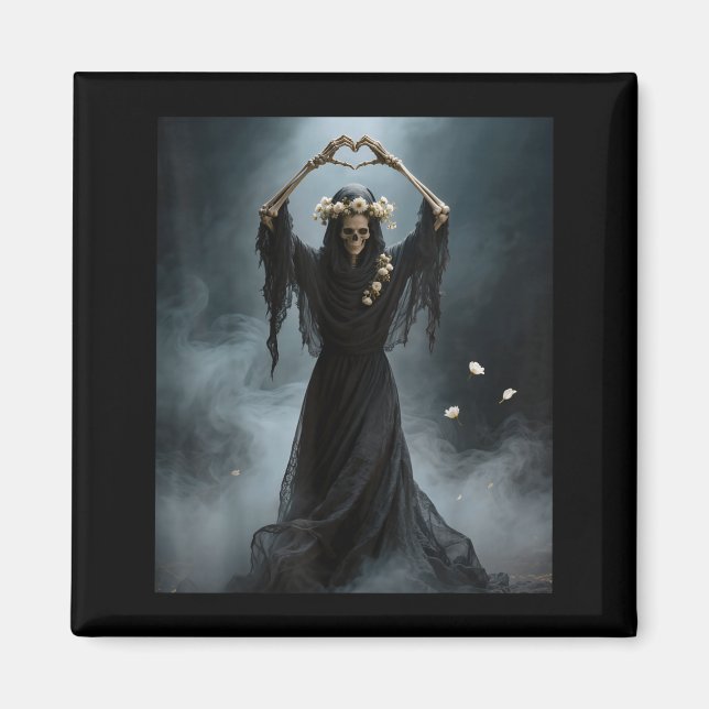 Ghost heart hands scary skeleton mothers day magnet (Front)