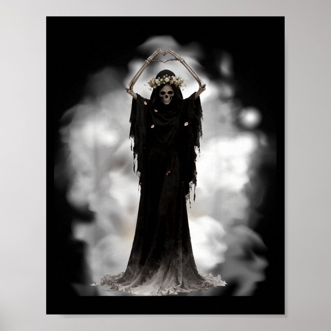 Ghost heart hands scary skeleton mothers day poster (Front)