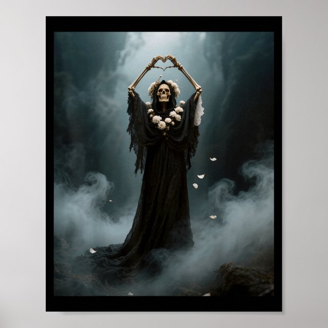 Ghost heart hands scary skeleton mothers day poster (Front)