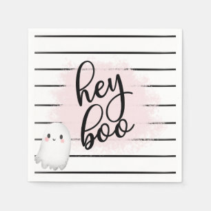 Ghost Hey Boo Pastel Pink Halloween Birthday Napk Napkin