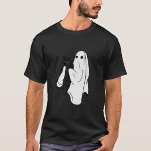 Ghost Holding A Black Cat Lazy Halloween Lover Men T-Shirt
