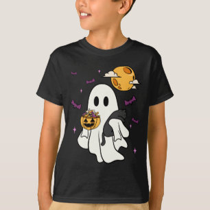 Ghost Holding A Black Cat Lazy Halloween Lover Men T-Shirt