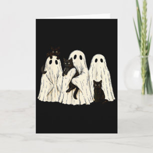 Ghost Holding Black Cat Funny Halloween Cat Lovers Card