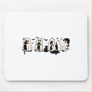 Ghost Holding Black Cat Funny Halloween Cat Lovers Mouse Pad
