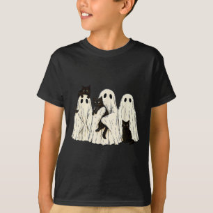 Ghost Holding Black Cat Funny Halloween Cat Lovers T-Shirt