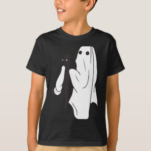 Ghost Holding Black Cat Halloween Cat Lovers Men T-Shirt