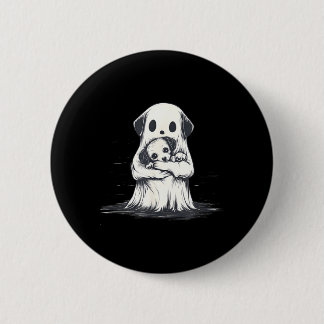 Ghost Holding Puppy Dog Funny Halloween Costume 6 Cm Round Badge