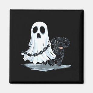 Ghost Holding Puppy Dog Funny Halloween Costume Magnet