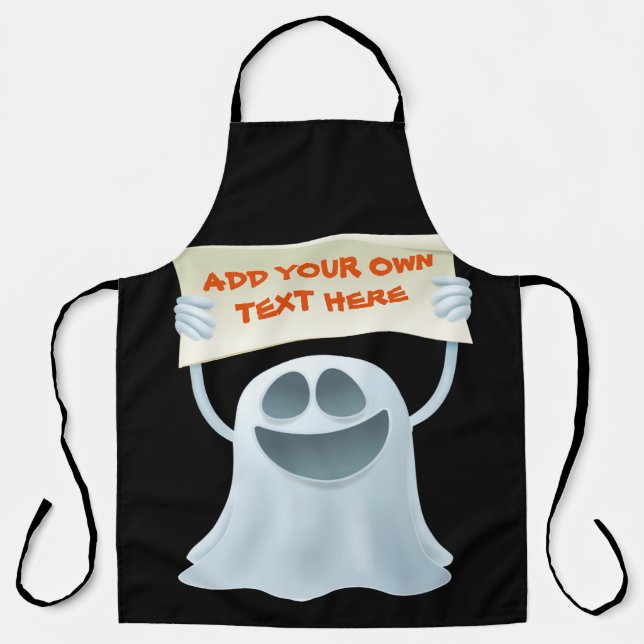 Ghost holding text   apron (Front)