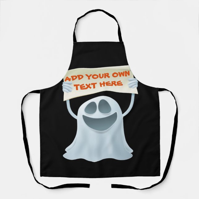 Ghost holding text  apron (Front)