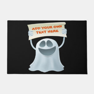 Ghost holding text  doormat