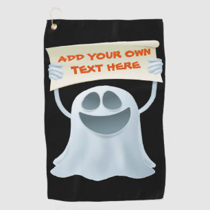 Ghost holding text golf towel