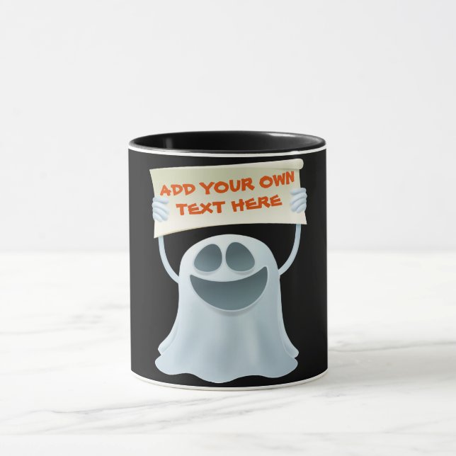 Ghost holding text   mug (Center)