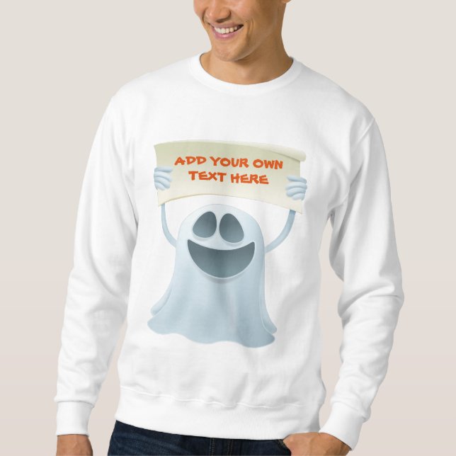 Ghost holding text   sweatshirt (Front)