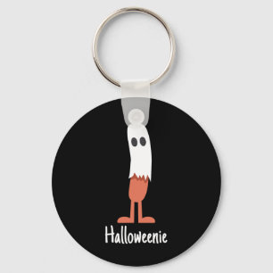 Ghost Hot Dog Halloweenie Costume Fun Food Hallowe Key Ring