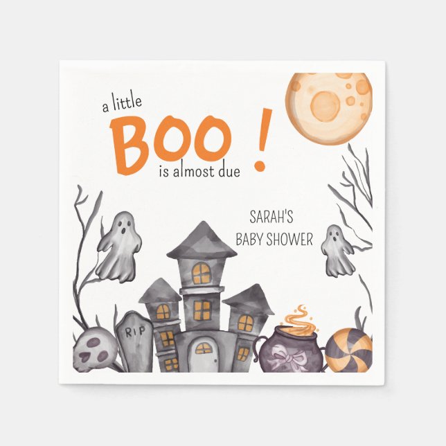 Ghost House Halloween Baby Shower Fall Theme  Napkin (Front)
