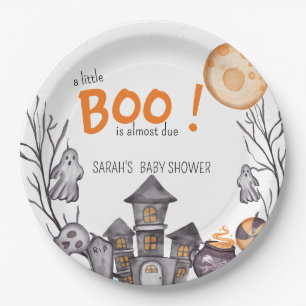 Ghost House Halloween Baby Shower Fall Theme  Paper Plate