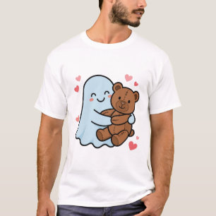 Ghost Hugging Teddy Bear Cute Halloween Art T-Shirt