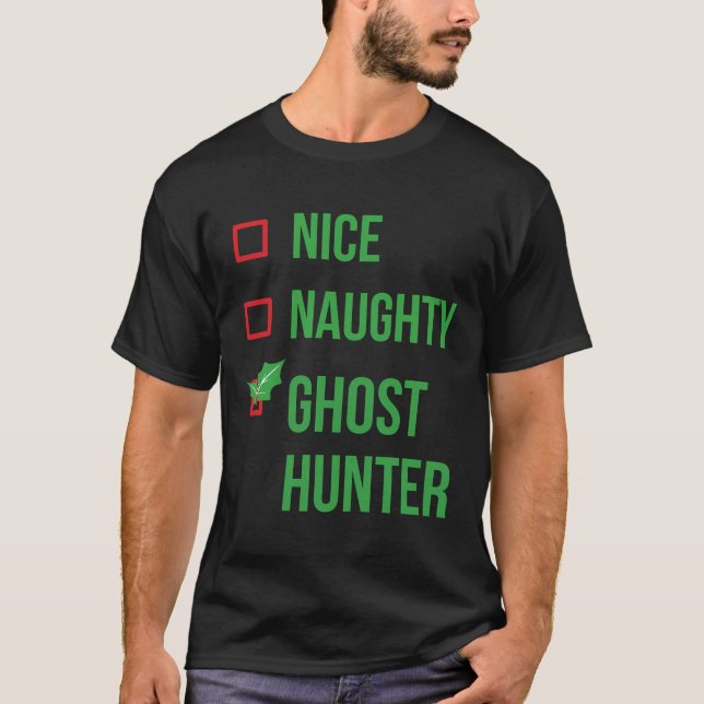Ghost Hunter Funny Pajama Christmas Gift T-Shirt (Front)