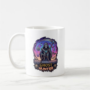 Ghost Hunter Grim Reaper Skeleton Scythe Purple Fl Coffee Mug